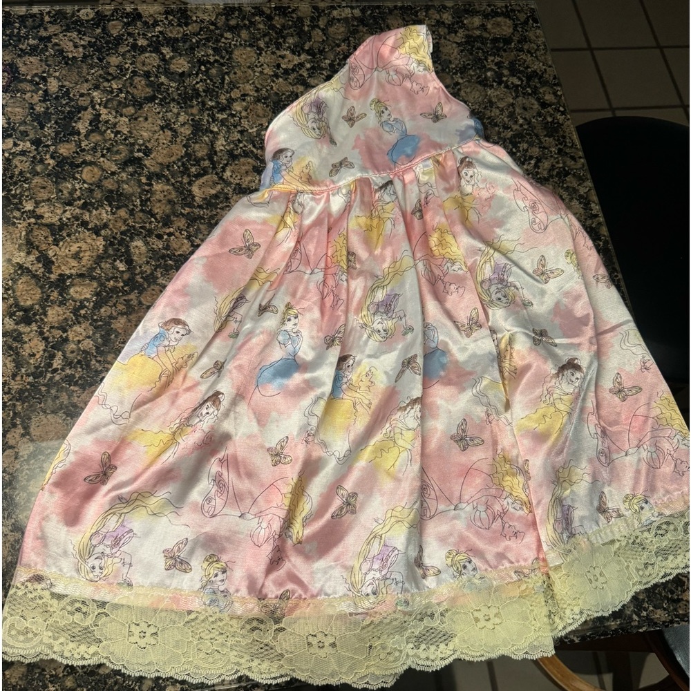 Beautiful Disney Princess Silky Dress With Lace Border- Handmade